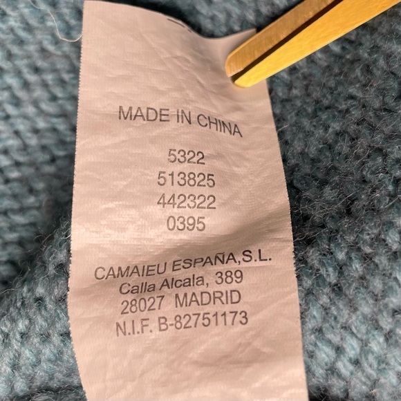 Camaieu Wool Blend Teal Blue/Green Cardigan Size L French Swing Flare - Picture 7 of 11